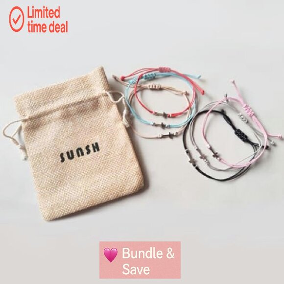 6-Piece Charm Bracelet Set Adjustable Strings Stainless Steel - Picture 7 of 8